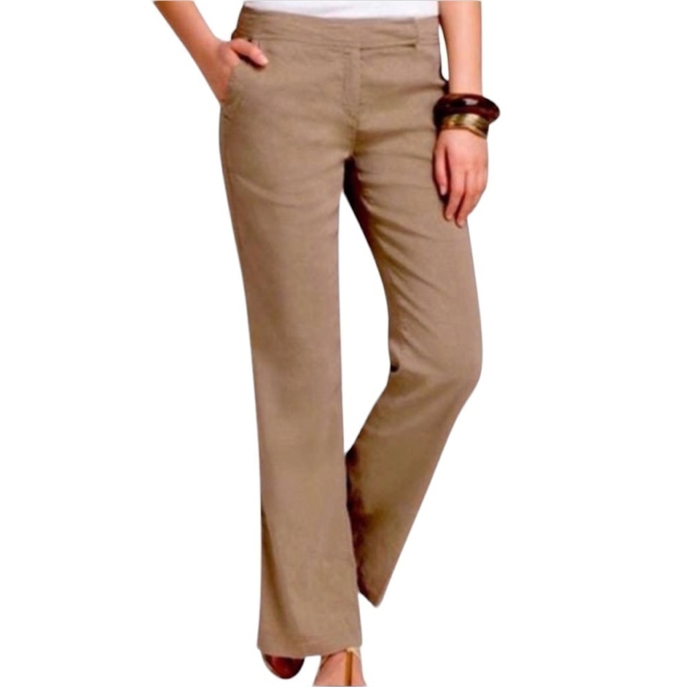 Eileen Fisher Linen Blend Straight Leg Trousers